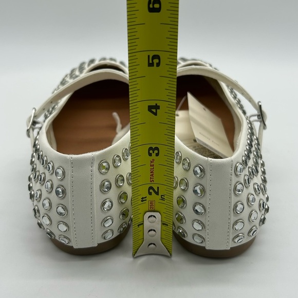 A New Day Issa Flats White Studded Mary Jane Shoes Vegan | Sz 8.5 | New With Box - Picture 8 of 11